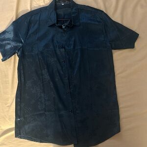 Men's dark green Short Sleeve collard Shirt